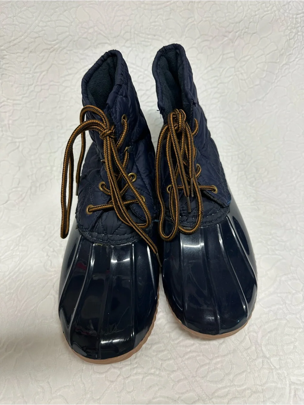 Women’s Navy Quilted Waterproof Duck Boots